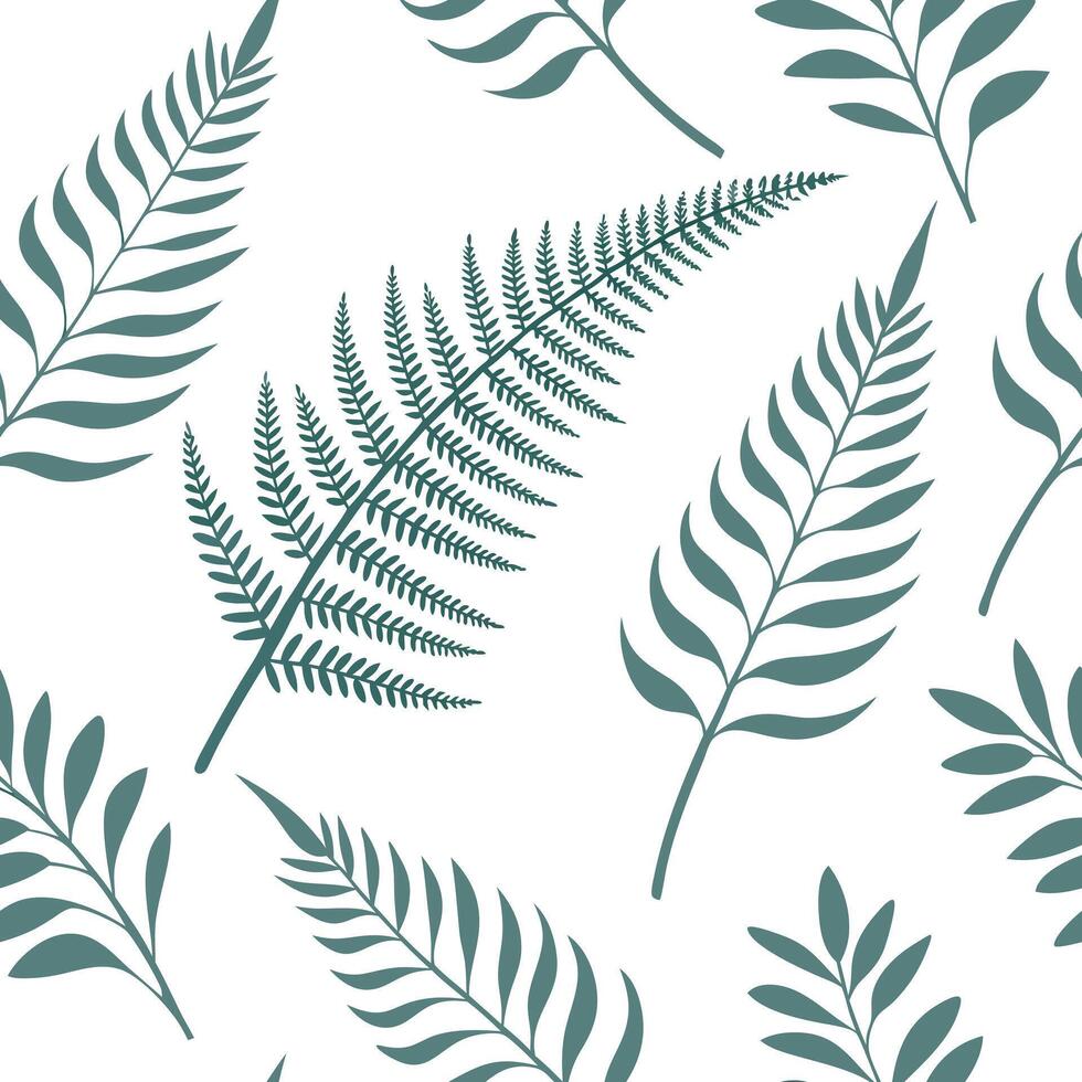 Minimalist fern seamless tile pattern with simple fern silhouettes on a white background perfect for modern bathrooms concept as Simple fern silhouettes on white background create Clean Pro 9 vector