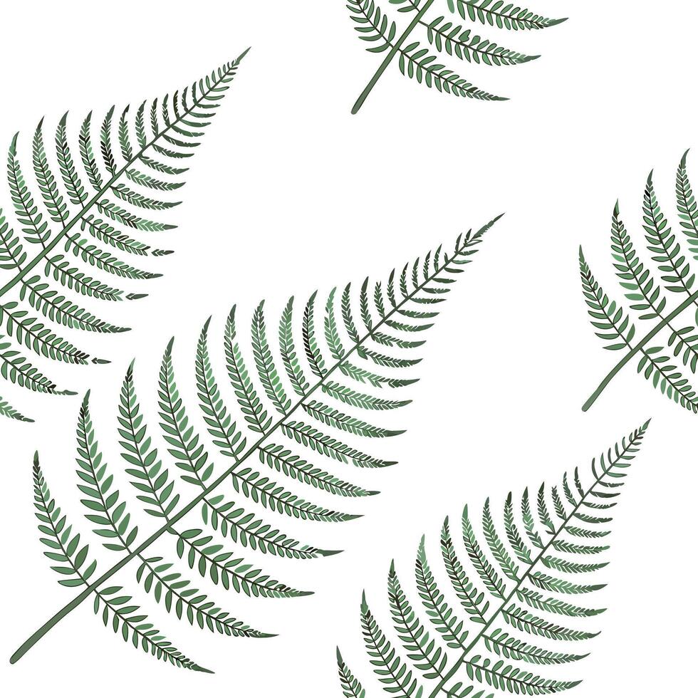 Minimalist fern seamless tile pattern with simple fern silhouettes on a white background perfect for modern bathrooms concept as Simple fern silhouettes on white background create Clean Pro 7 vector