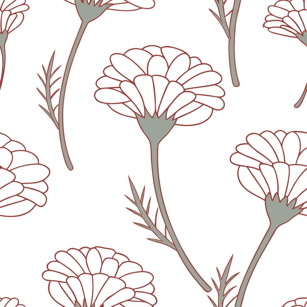Minimalist marigold seamless tile pattern with simple orange petals and soft grey accents ideal for modern kitchens concept as Simple orange marigold petals and soft grey accents c Clean Pro vector