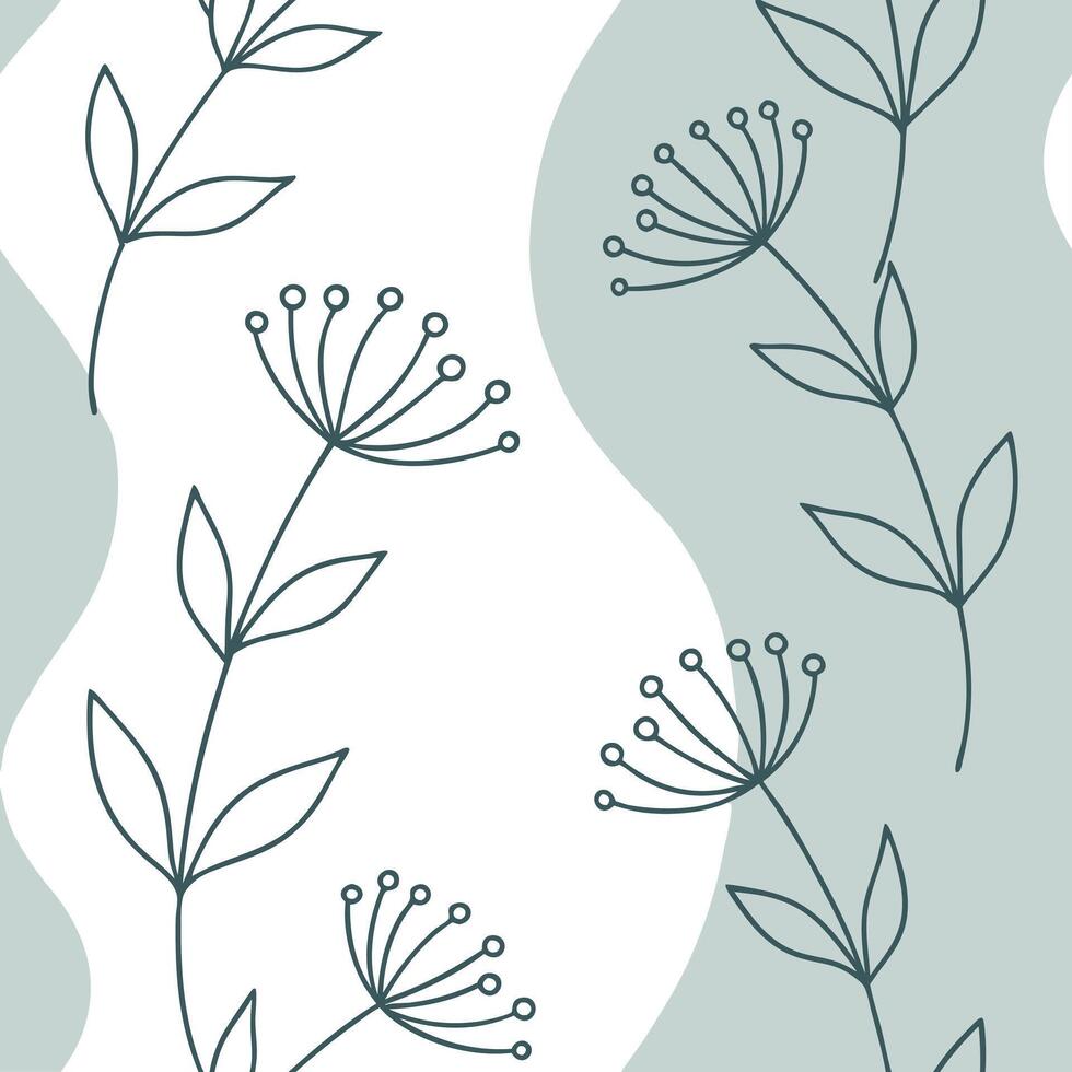 Minimalist seamless tile pattern with simple white floral outlines on a solid pastel background for Scandinavian inspired interiors concept as Simple white floral outlines on paste Clean Pro vector