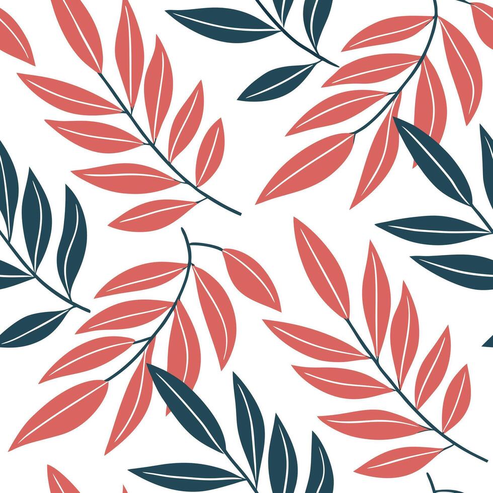 Modern abstract leaf repeat seamless tile pattern with bold colors and dynamic leaf shapes for contemporary spaces concept as Bold colors and dynamic leaf shapes create modern abst Clean Pro vector