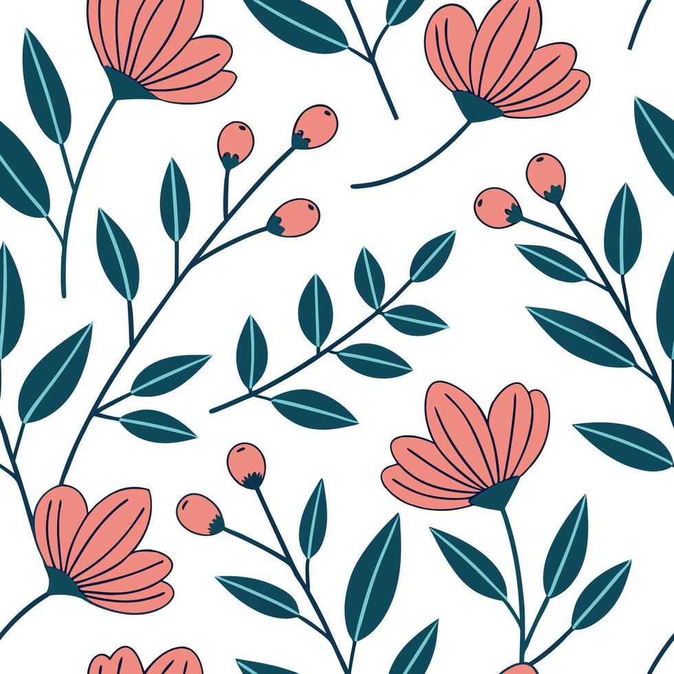 Modern botanical illustration seamless tile pattern with abstract floral shapes and vibrant colors for contemporary artistic spaces concept as Abstract floral shapes and vibrant co Clean Pro vector