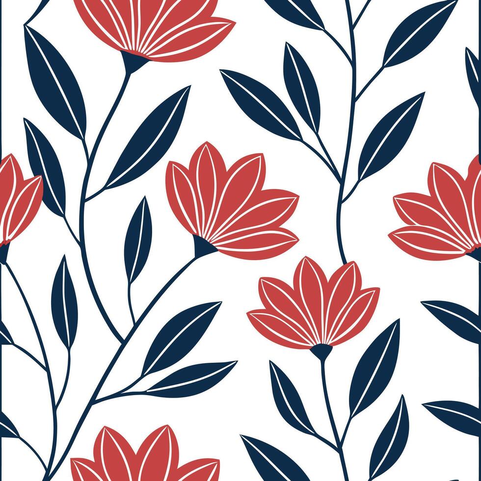 Modern botanical seamless tile pattern with abstract flower forms and bold color contrasts for statement walls concept as Abstract flower forms with bold color contrasts create mod Clean Pro vector