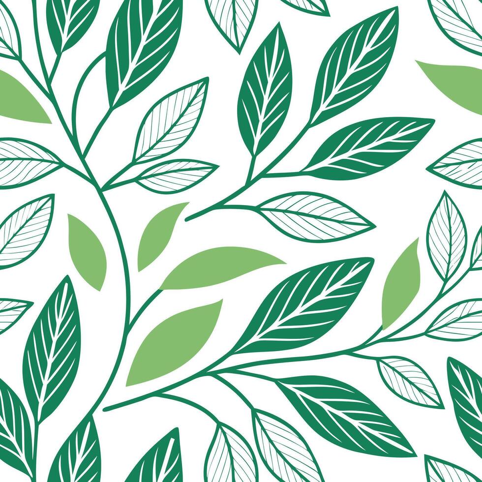Modern spring leaves seamless pattern with geometric shapes and bright green tones for contemporary designs concept as Fresh modern spring leaves pattern with geometric shapes and Clean Pro vector