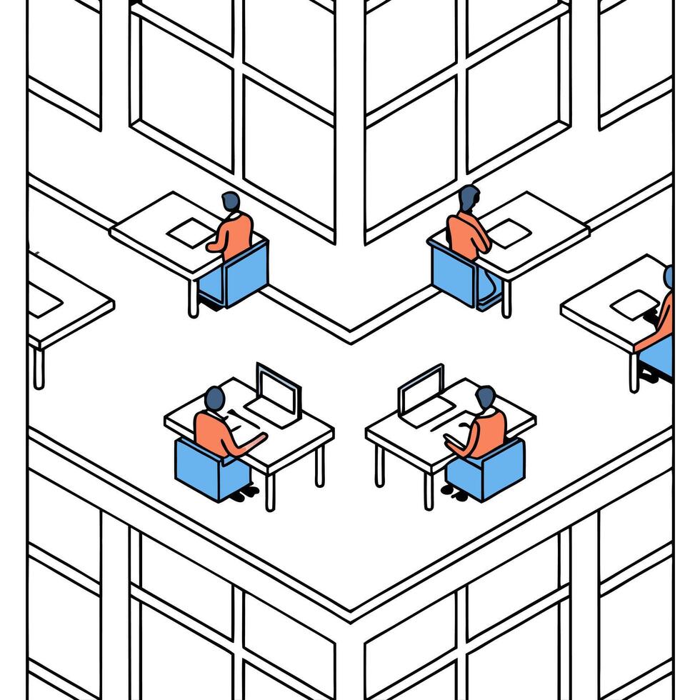 Modern team collaborating on digital projects in a glossy office environment copy space on left concept as A modern team collaboratively working on digital projects within a glossy Clean Pro vector