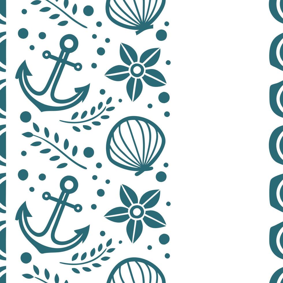 Nautical seamless tile pattern with marine inspired floral motifs and oceanic color scheme for coastal homes concept as Marine inspired floral motifs with oceanic colors create nau Clean Pro vector
