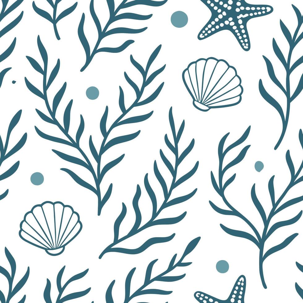 Nautical seamless tile pattern with marine inspired floral motifs and oceanic color scheme for coastal homes concept as Marine inspired floral motifs with oceanic colors create nau Clean Pro 2 vector