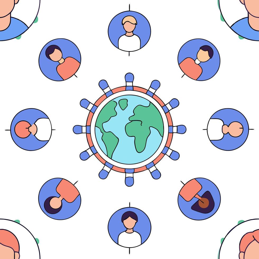 People with Earth and Climate Change Solutions concept as A group of people discussing climate change solutions with an earth model set against a dreamy background offering ample s Clean Pro 2 vector