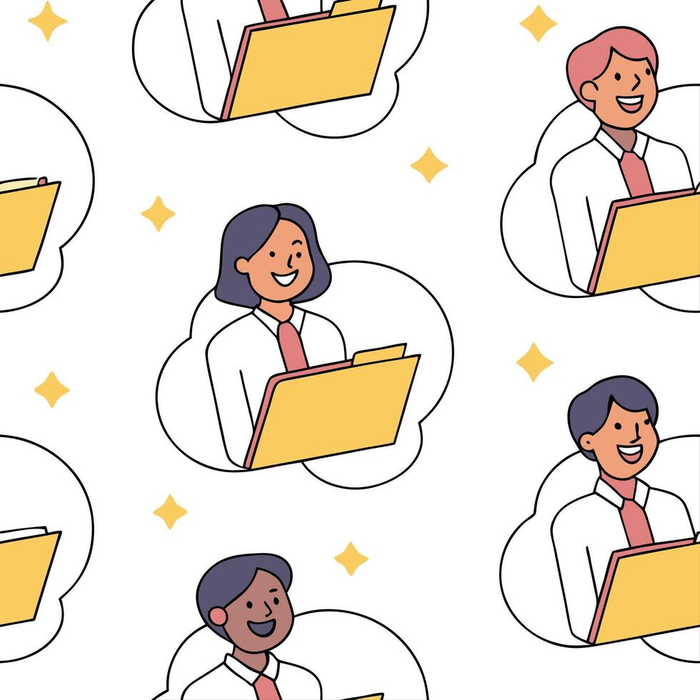 People with Floating File Folders and Joyful Faces concept as A group of people using floating file folders with joyful faces set against a dreamy background offering ample space f Clean Pro 2 vector