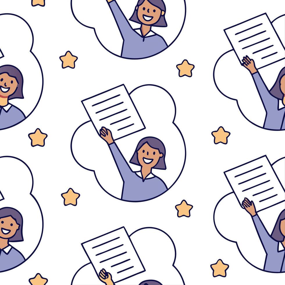 People with Floating Job Descriptions and Joyful Faces concept as A group of people holding floating job descriptions with joyful faces set against a dreamy background offering amp Clean Pro 2 vector