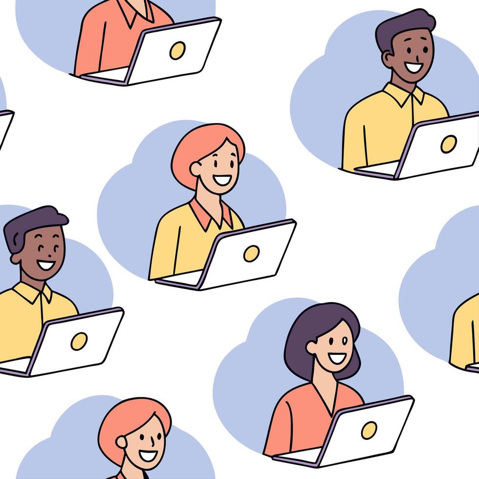 People with Floating Meeting Notes and Joyful Faces concept as A group of people using floating meeting notes with joyful faces set against a dreamy background offering ample space Clean Pro 2 vector