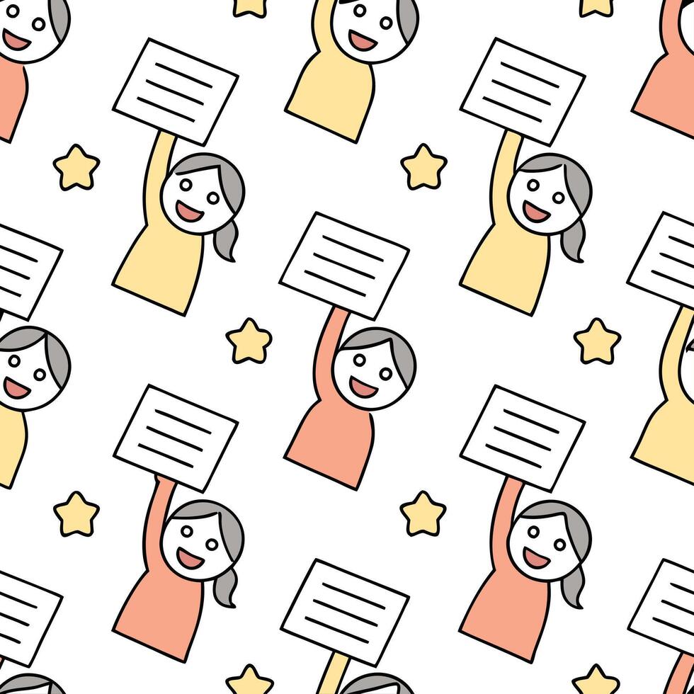 People with Floating Meeting Notes and Smiling Faces concept as A group of people holding floating meeting notes with smiling faces set against a whimsical background offering ampl Clean Pro vector