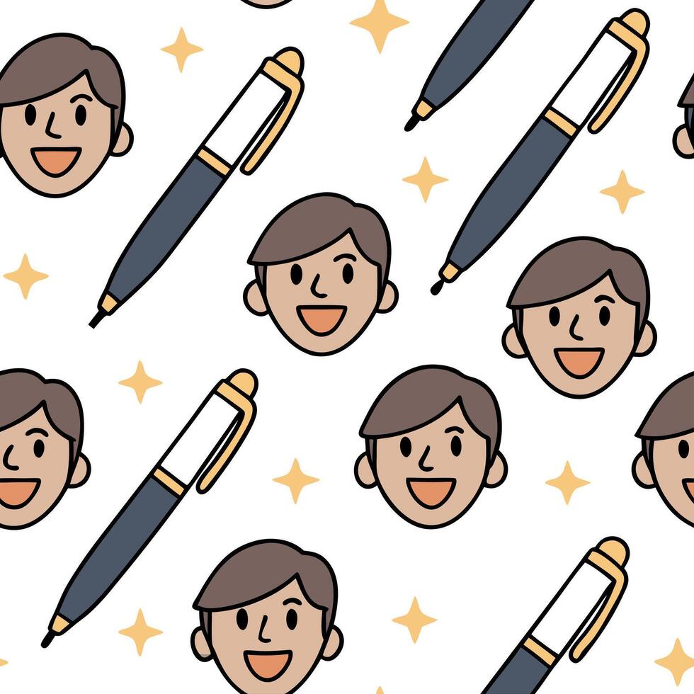 People with Floating Pens and Joyful Faces concept as A group of people using floating pens with joyful faces set against a whimsical background offering ample space for text or gr Clean Pro 2 vector