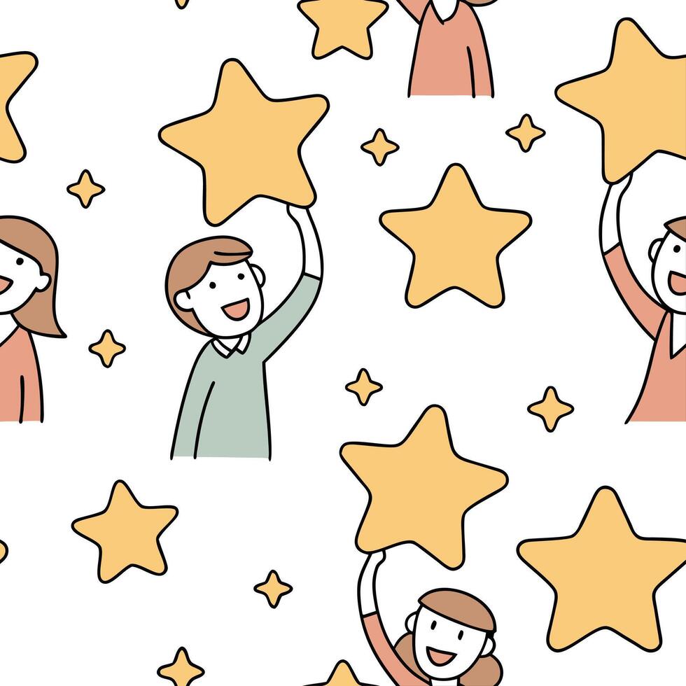 People with Floating Stars and Joyful Faces concept as A group of people holding floating stars with joyful faces set against a whimsical background offering ample space for text o Clean Pro 2 vector