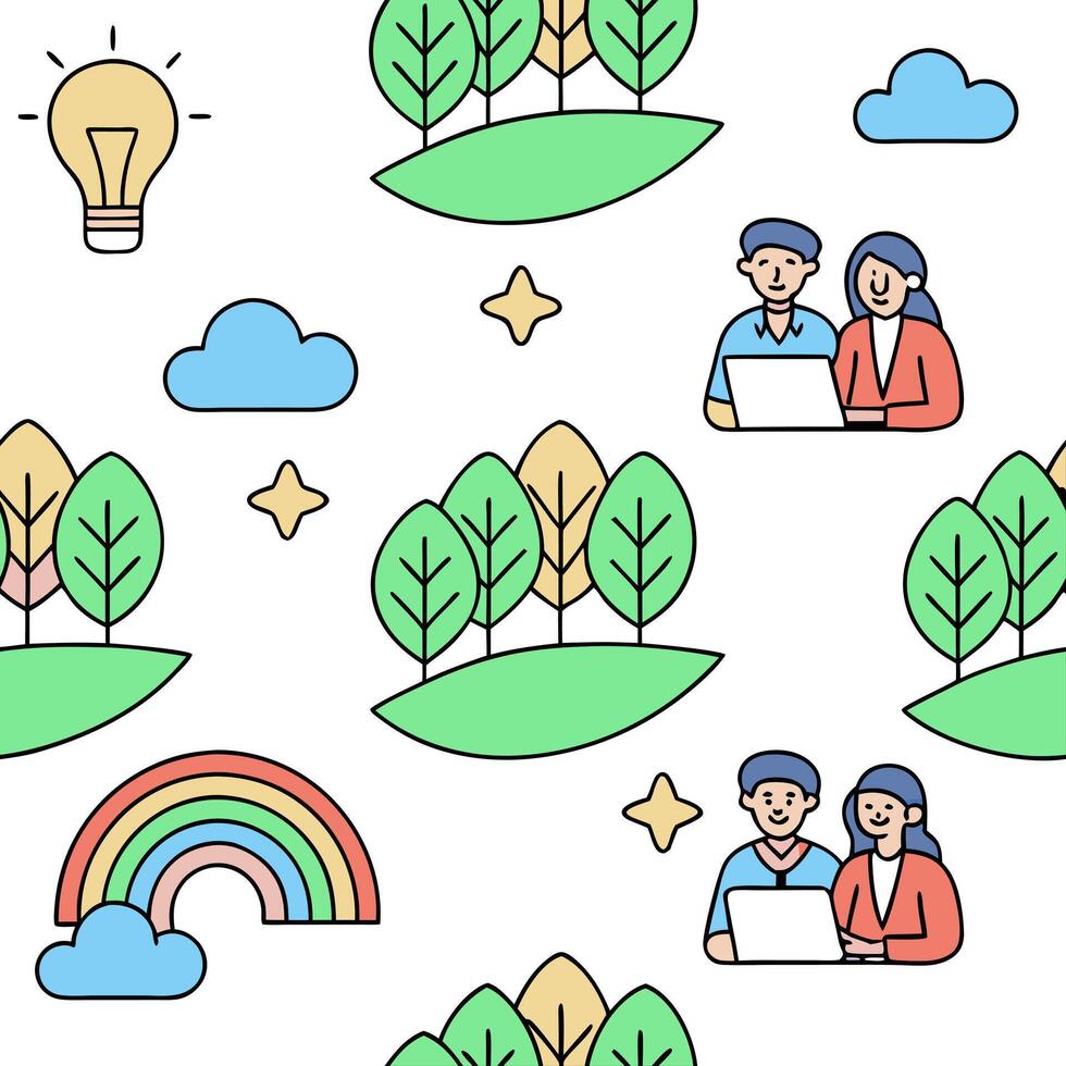 People with Watercolor Earth and Eco friendly Projects concept as A group of people discussing watercolor earth and eco friendly projects set against a fantastical background offer Clean Pro 3 vector