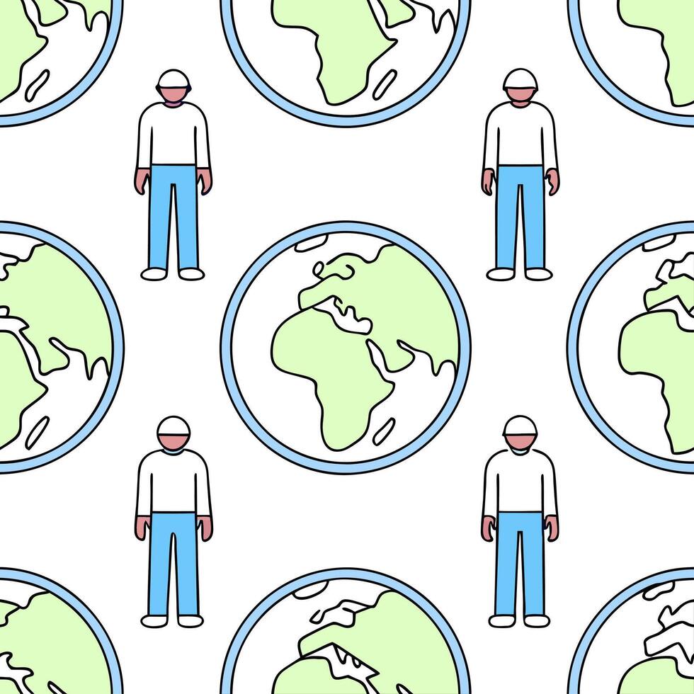 People with Watercolor Earth and Service Mind Projects concept as A group of people developing service mind projects with a watercolor earth model set against a dreamy background o Clean Pro 4 vector