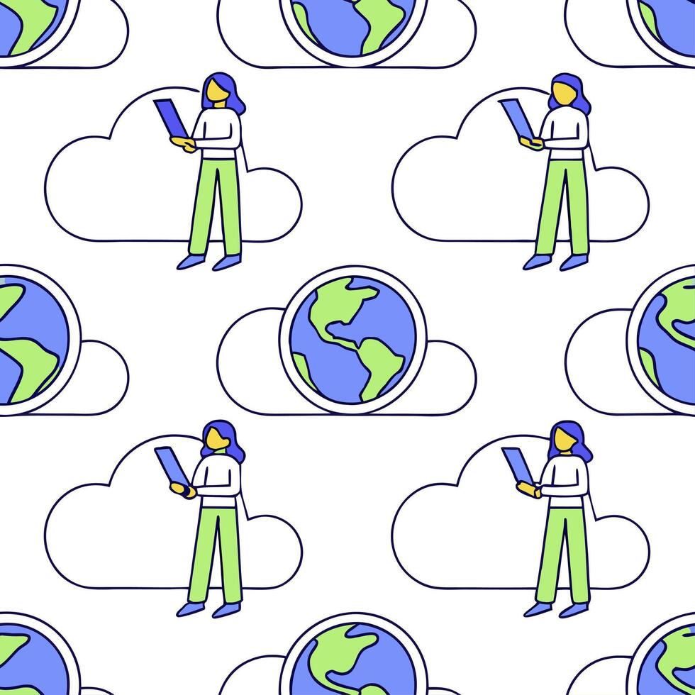 People with Watercolor Earth and Environmental Data concept as A group of people analyzing watercolor earth and environmental data set against a dreamy background offering ample sp Clean Pro vector