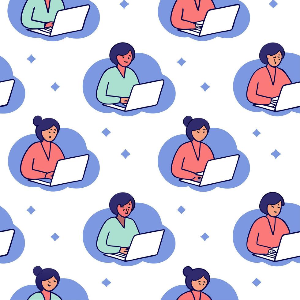 People with Watercolor Project Management and Laptops concept as A group of people managing watercolor projects with laptops set against a dreamy background offering ample space fo Clean Pro 2 vector