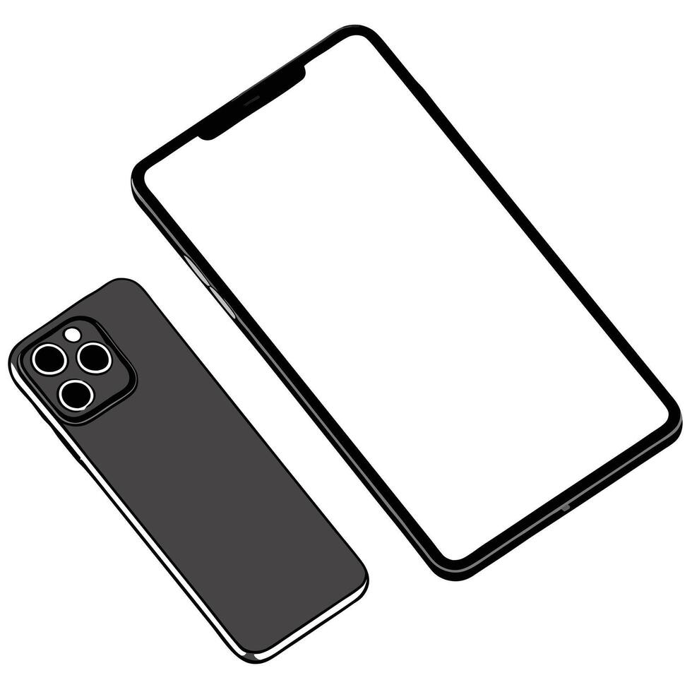 Phone and Tablet with Seamless Connectivity text isolated on white background concept as Camera movement Focus on the phone and tablet emphasizing connectivity and integration Sce Clean Pro vector