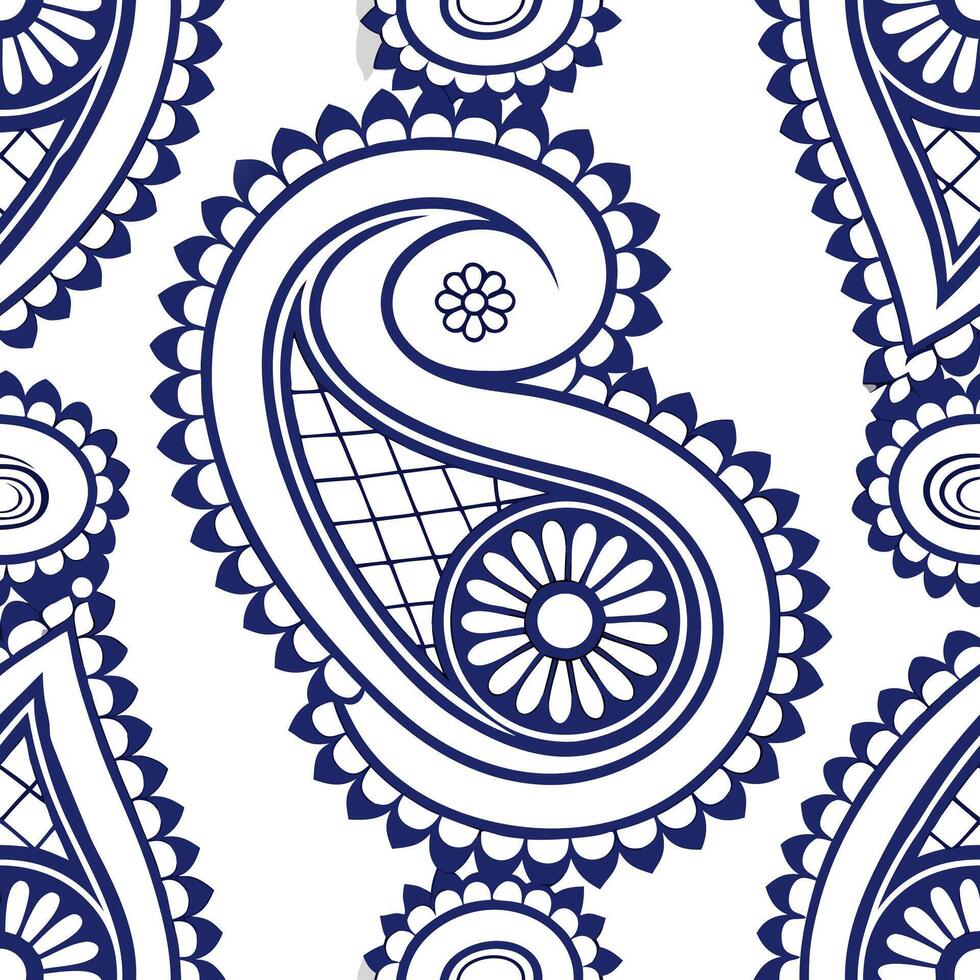 Persian paisleys and geometric patterns seamless tile pattern with rich blue hues concept as Rich blue hues highlight Persian paisleys intertwined with geometric patterns in seamle Clean Pro vector
