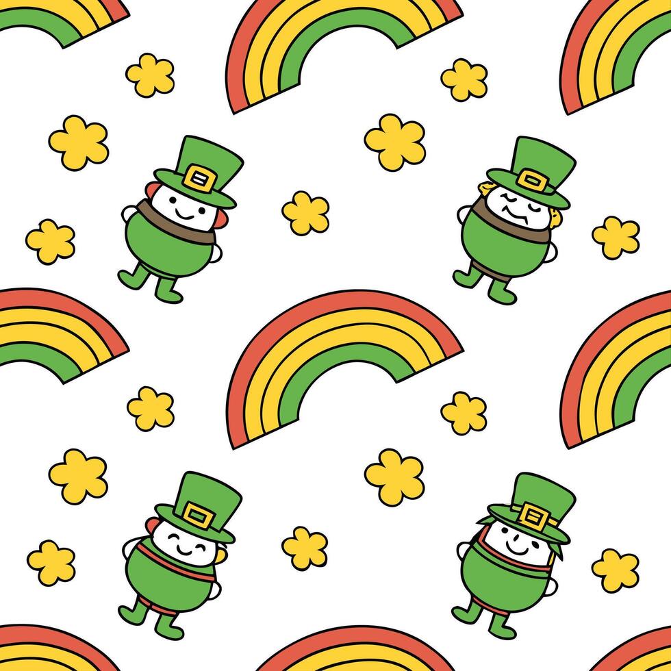 Playful leprechauns and pots of gold seamless tile pattern with vibrant festive colors concept as Vibrant festive colors highlight playful leprechauns amidst pots of gold in seamle Clean Pro vector
