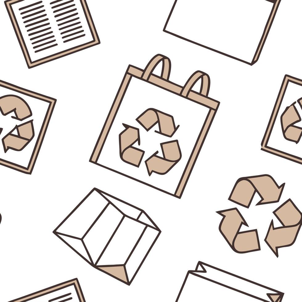 Recycled Paper Elements concept as A seamless design featuring various elements made from recycled paper ideal for representing a Zero Waste New Year 2026 The camera captur Clean Pro vector