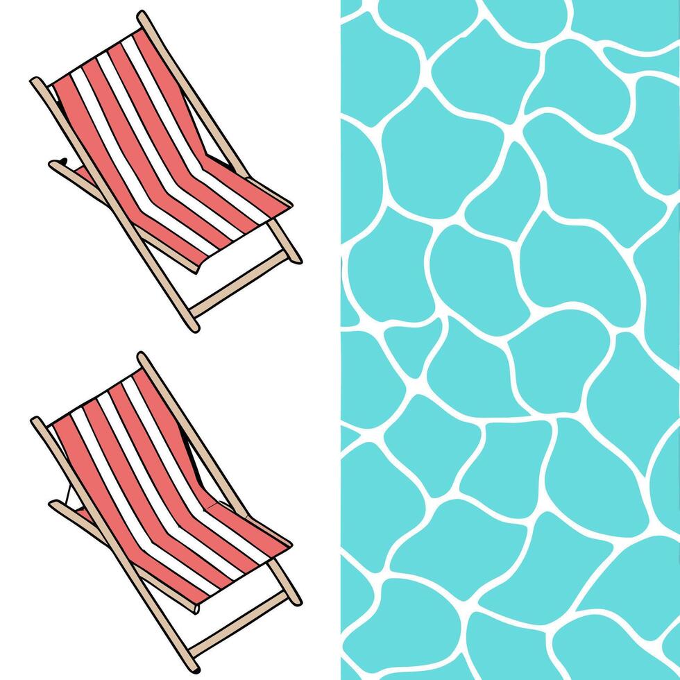 Refreshing poolside vibes seamless tile pattern with bright turquoise water and lounge chairs concept as Turquoise water and poolside lounge chairs create a fresh inviting seamless Clean Pro vector