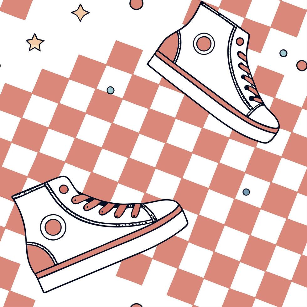 Retro checker seamless pattern with colorful squares and nostalgic vibes for playful designs concept as Playful retro checker pattern with colorful squares and nostalgic vibes perf Clean Pro vector