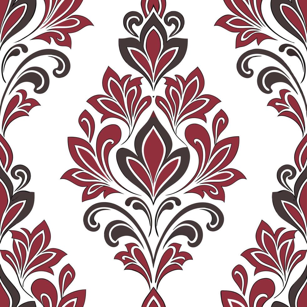 Retro damask seamless tile pattern with rich colors for elegant spaces concept as Classic retro damask motifs in seamless tile pattern featuring rich and vibrant color schemes in Clean Pro vector