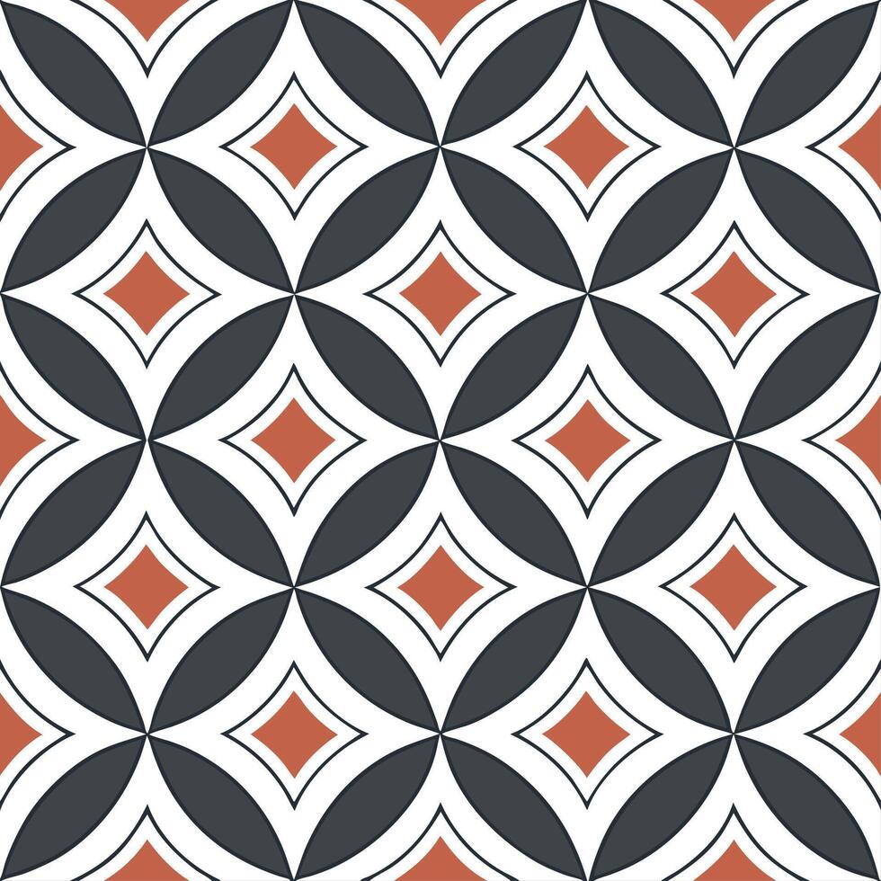 Retro geometric seamless pattern with contrasting colors for bold interiors concept as Bold retro geometric shapes in contrasting colors seamlessly patterned for striking interior Clean Pro vector