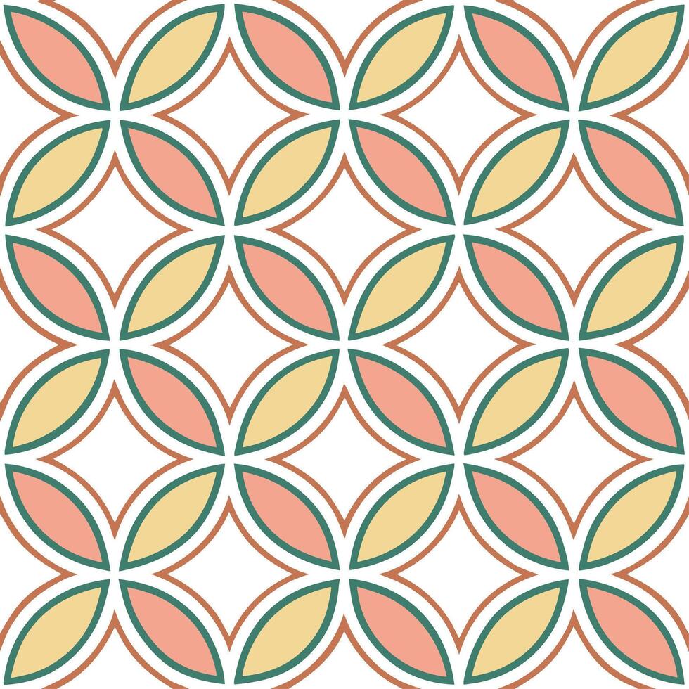 Retro geometric seamless tile pattern complementary colors on white background perfect for vibrant spaces concept as Creating seamless tile with retro geometric patterns in complem Clean Pro 4 vector