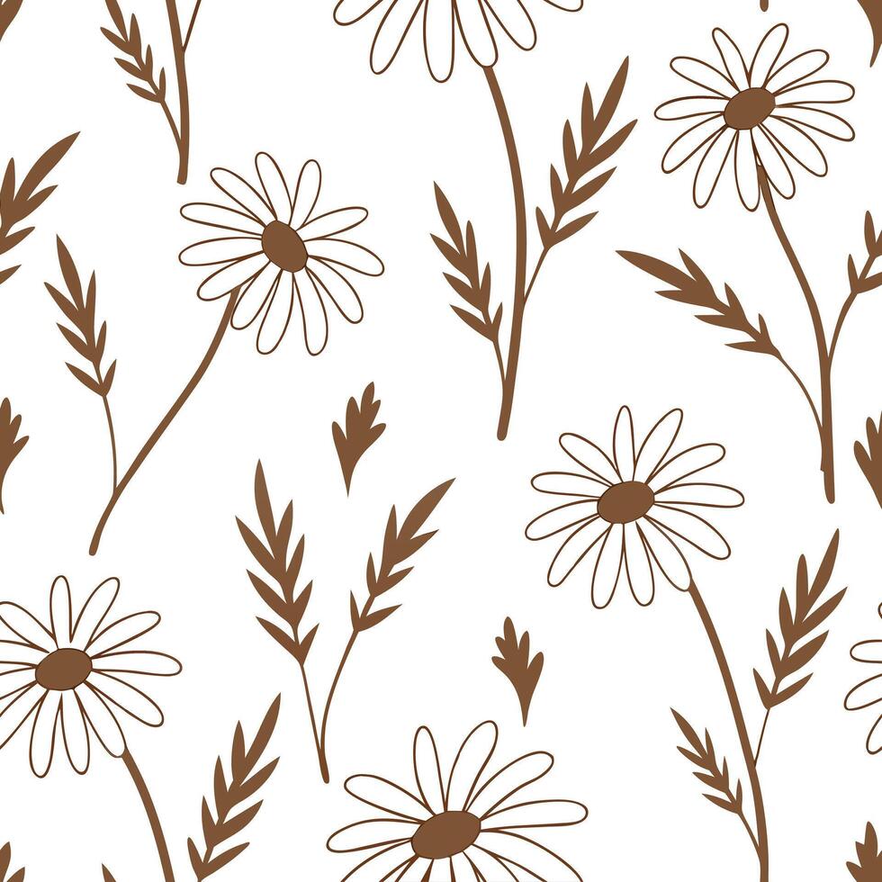 Rustic daisy seamless tile pattern with dried daisy motifs and earthy brown tones ideal for country style kitchens concept as Dried daisy motifs and earthy brown tones create rusti Clean Pro vector