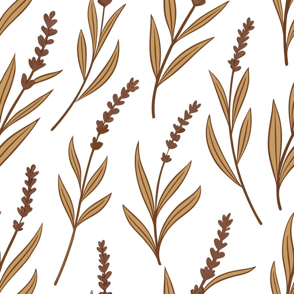 Rustic herb seamless tile pattern with dried lavender sprigs and earthy brown tones ideal for cozy living rooms concept as Dried lavender sprigs and earthy brown tones create rusti Clean Pro vector