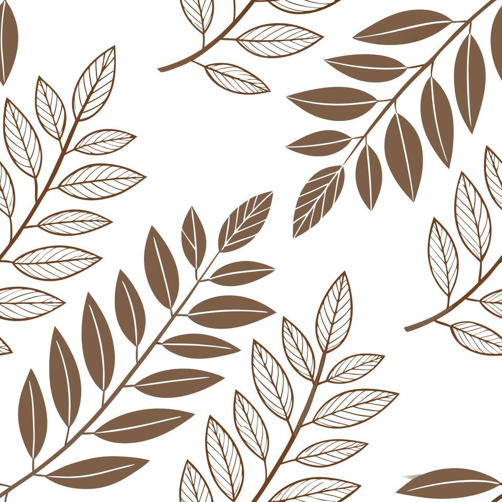 Rustic leaf repeat seamless tile pattern featuring hand drawn leaves and earthy tones ideal for farmhouse kitchens concept as Hand drawn leaves with earthy tones create rustic seam Clean Pro vector