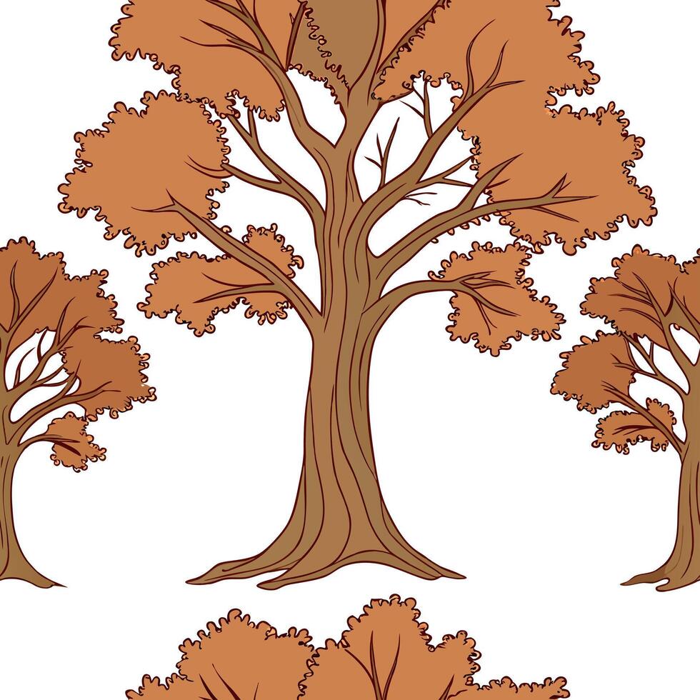 Rustic oak tree seamless tile pattern with autumn foliage and warm earthy tones concept as Oak trees with autumn foliage in warm earthy tones create a rustic seamless tile pattern Clean Pro vector