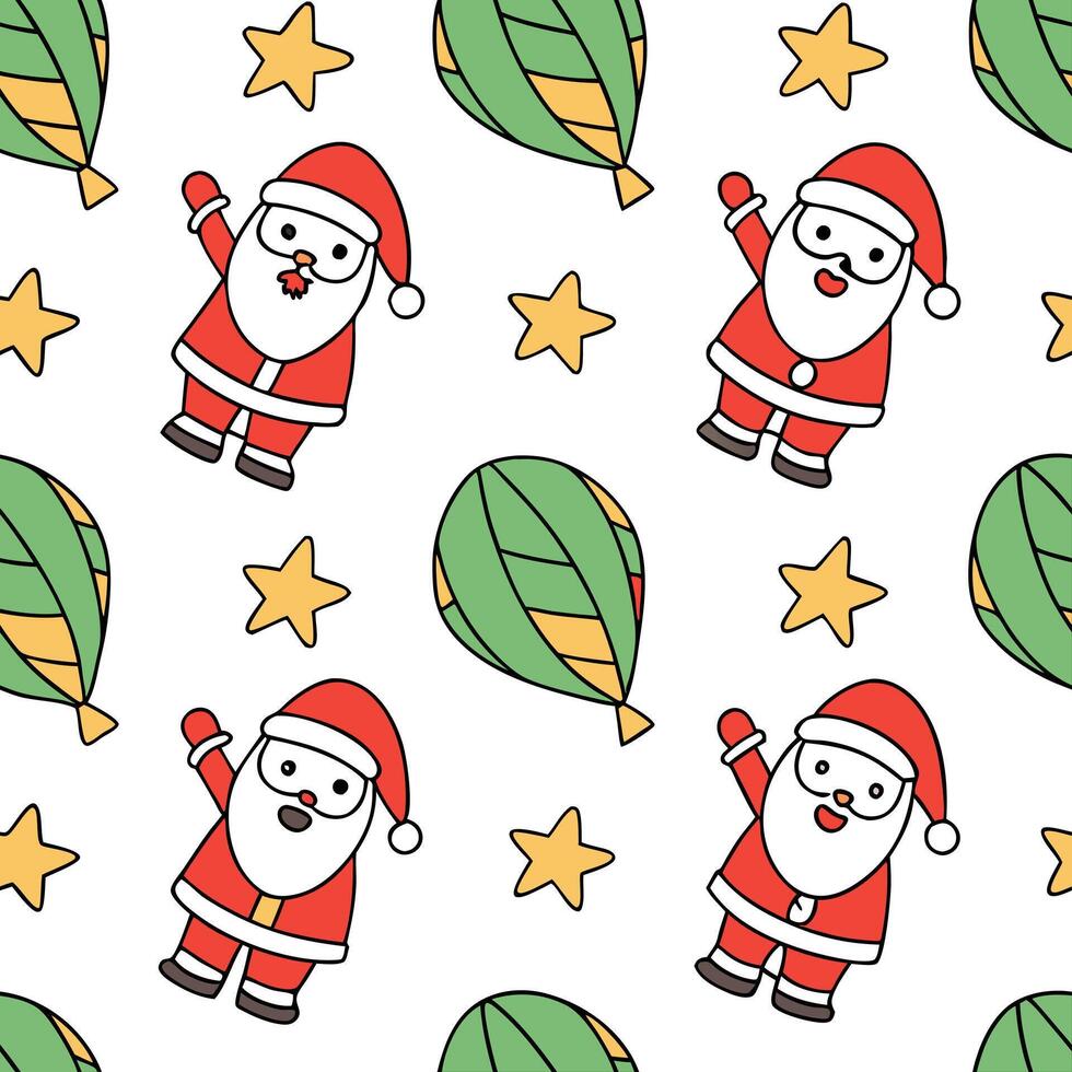 Santas Recycled Paper Decorations concept as Illustrate a seamless background featuring Santa decorating with recycled paper decorations The design uses playful cartoon elements a Clean Pro vector