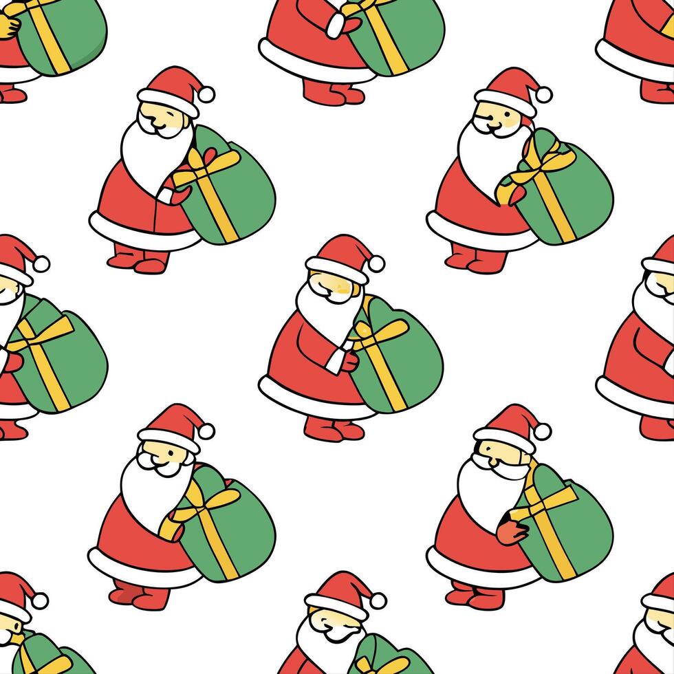 Santas Reusable Gift Wrap concept as Feature a seamless pattern of Santa wrapping gifts in reusable fabric The design incorporates playful cartoon elements and vibrant colors with Clean Pro vector