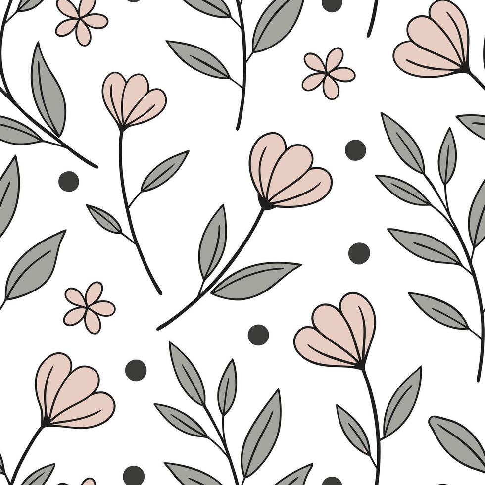 Scandinavian floral seamless tile pattern with soft color palette and simple botanical illustrations for minimalist homes concept as Soft color palette and simple botanical illustr Clean Pro vector