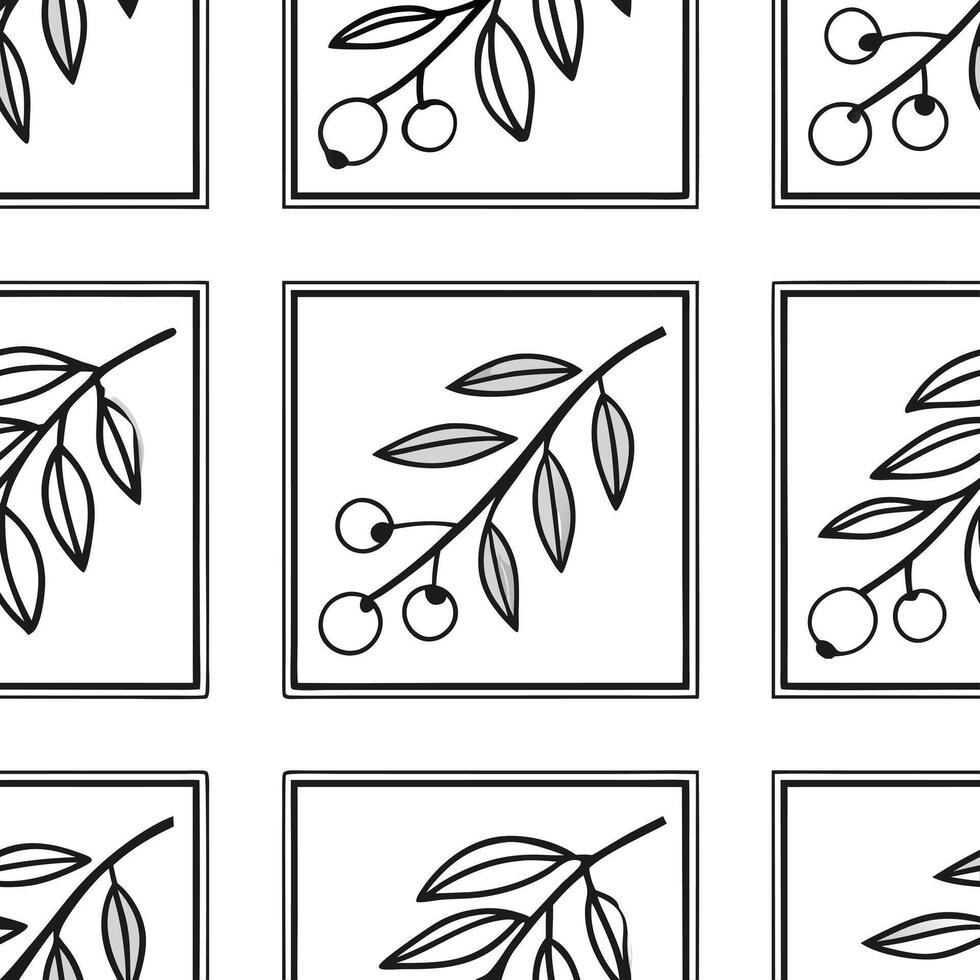 Scandinavian frame seamless tile pattern with minimalist design and natural elements concept as Minimalist Scandinavian frames create seamless tile patterns with natural elements e Clean Pro vector