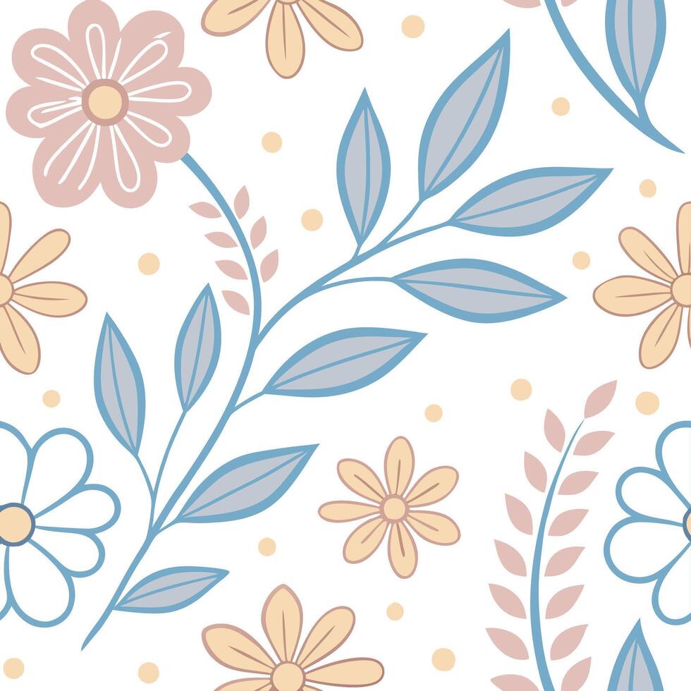 Serene spring pastel seamless tile pattern with light pinks blues and yellows for peaceful spaces concept as Soft pink blue and yellow pastels in a seamless pattern creating serene Clean Pro vector