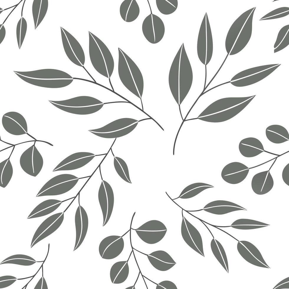 Shabby Chic eucalyptus seamless tile pattern with distressed eucalyptus and soft grey accents on white background ideal for charming spaces concept as Distressed eucalyptus and sof Clean Pro vector