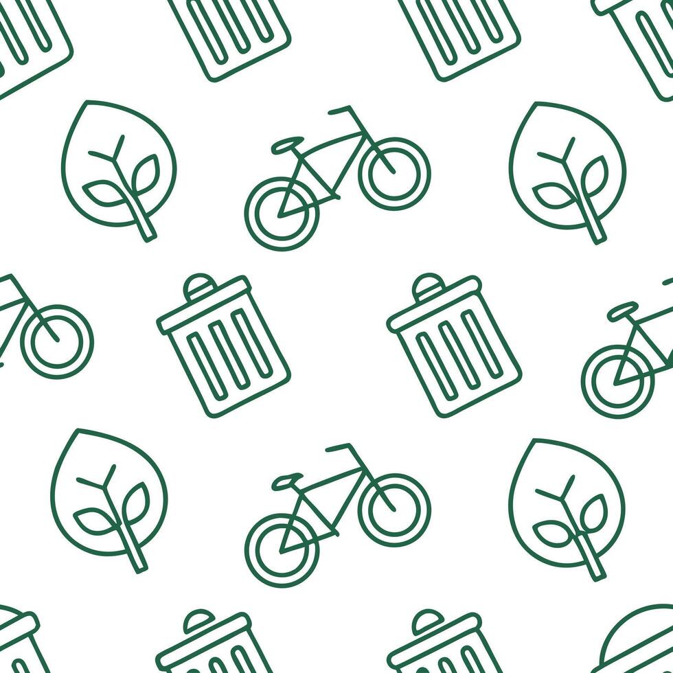 Simple flat design icon Urban Cycling Tiles concept as Seamless tiles depicting the eco friendly and health benefits of urban cycling as part of a zero waste lifestyle flat illust Clean Pro vector
