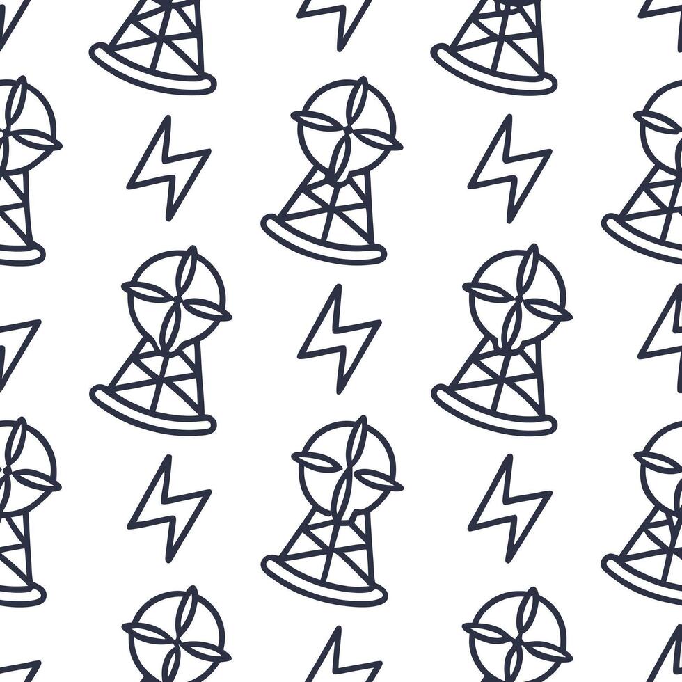 Simple flat design icon Wind Energy Tiles concept as Seamless background tiles featuring wind turbines symbolizing renewable energy and zero waste principles flat illustration in Clean Pro vector