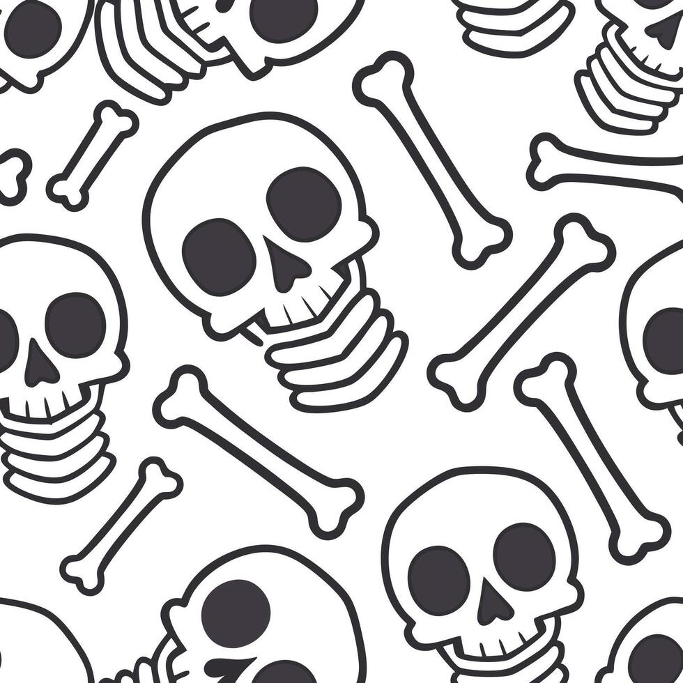 Skeletons and skulls seamless tile pattern with bone structures and dark shades for macabre home decor concept as Bone structures and dark skulls arranged seamlessly for macabre Ha Clean Pro vector