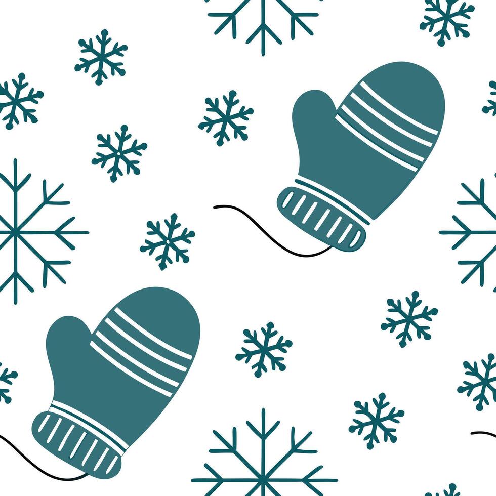 Snowflake and mittens seamless tile pattern with cozy winter elements and soft hues concept as Cozy winter elements like mittens paired with snowflakes create a seamless tile patte Clean Pro vector