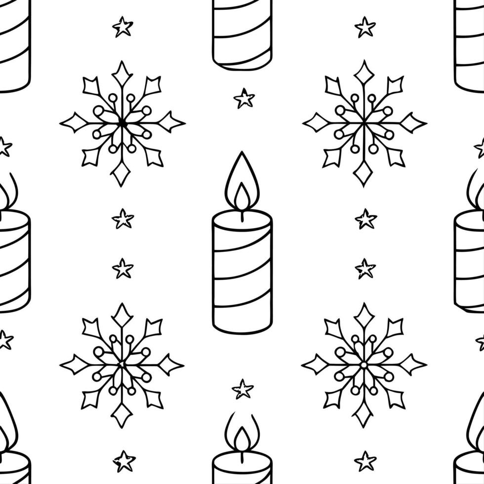 Snowflake and festive candle seamless tile pattern with glowing winter accents concept as Glowing winter candles paired with snowflakes create a seamless tile pattern with festive Clean Pro vector