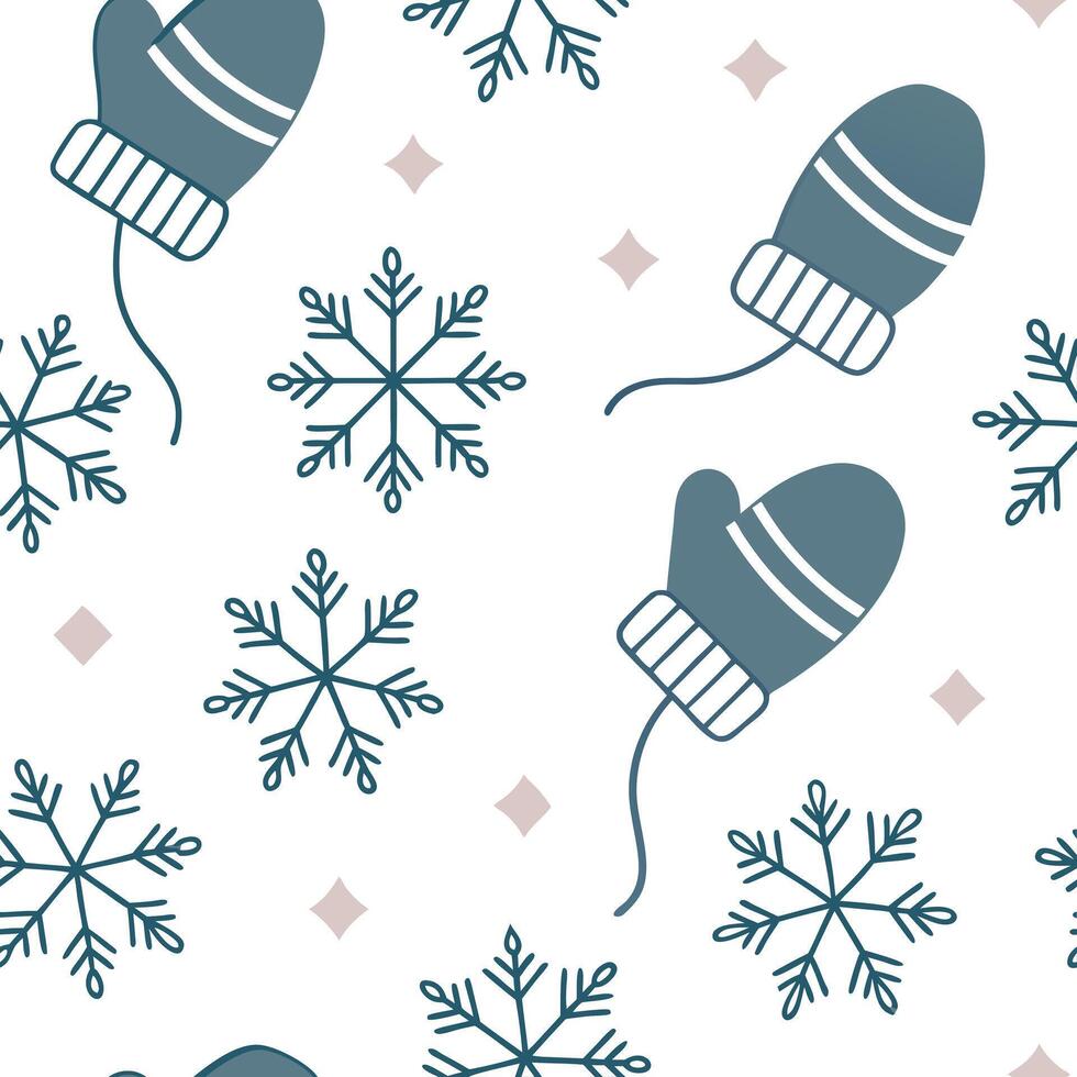 Snowflake and mittens seamless tile pattern with cozy winter elements and soft hues concept as Cozy winter elements like mittens paired with snowflakes create a seamless tile patte Clean Pro 2 vector