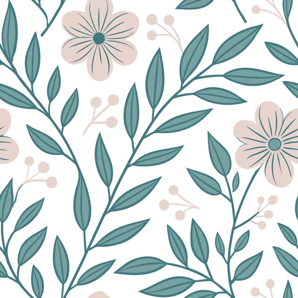 Soft pastel botanical seamless tile pattern with light blooms and gentle hues for tranquil living areas concept as Light blooms and gentle hues create soft pastel botanical seamles Clean Pro vector