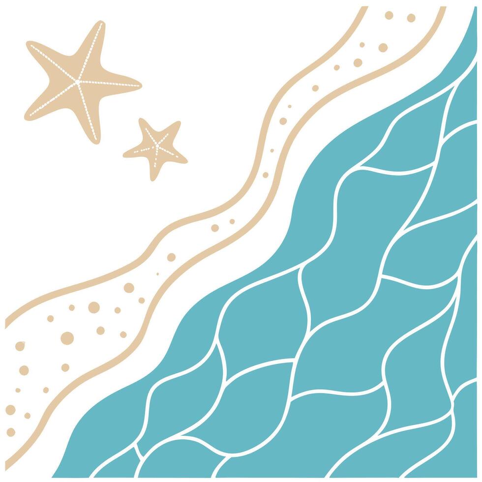 Soft sand and turquoise water seamless tile pattern perfect for beach inspired decor concept as Soft sand meeting turquoise water creates a serene seamless beach tile pattern full Clean Pro vector
