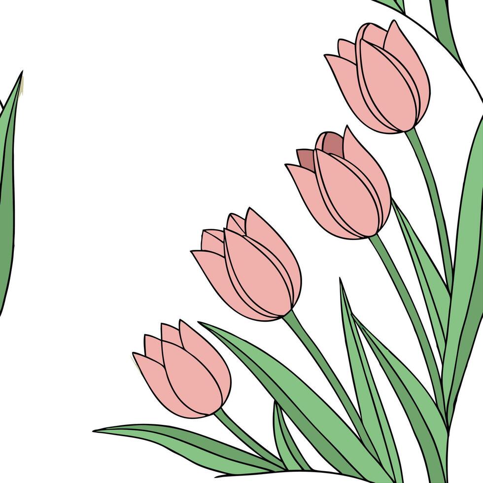 Soft spring sunshine and blooming tulips seamless tile pattern with pastel colors and fresh energy concept as Pastel colored blooming tulips and soft spring sunshine create a seaml Clean Pro vector